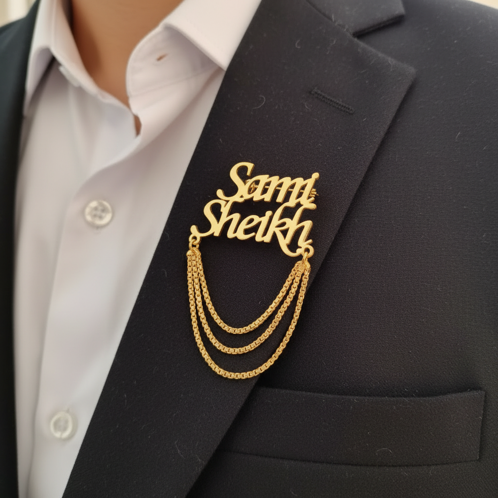 Statement Dangle Chain Brooch For Men