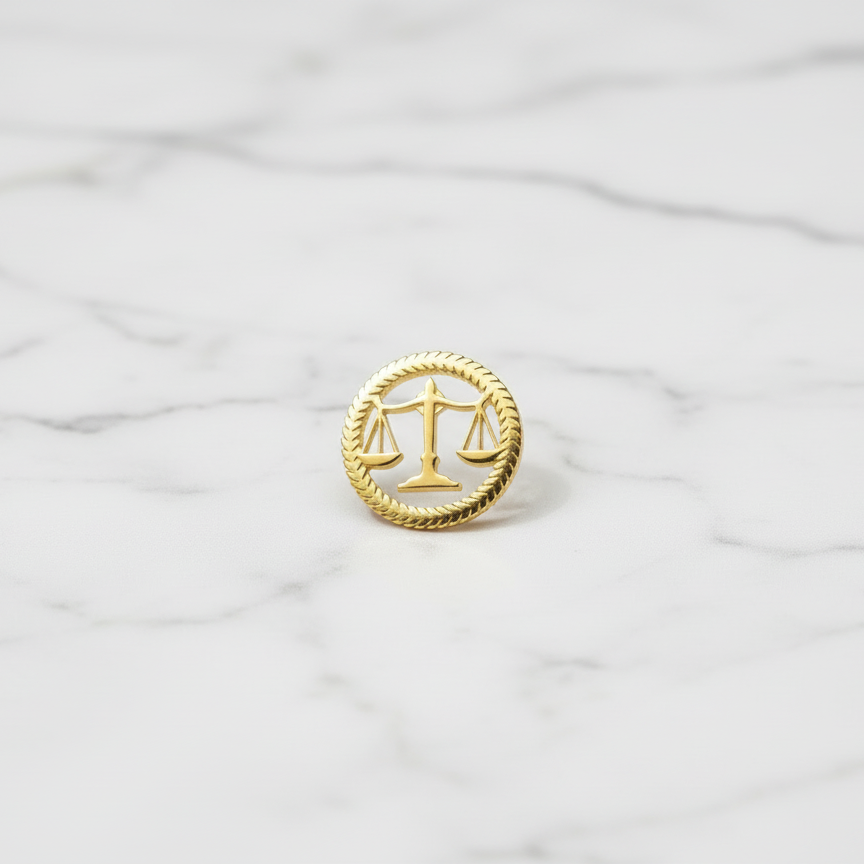 Round Justice Emblem Badge (Short Pin)