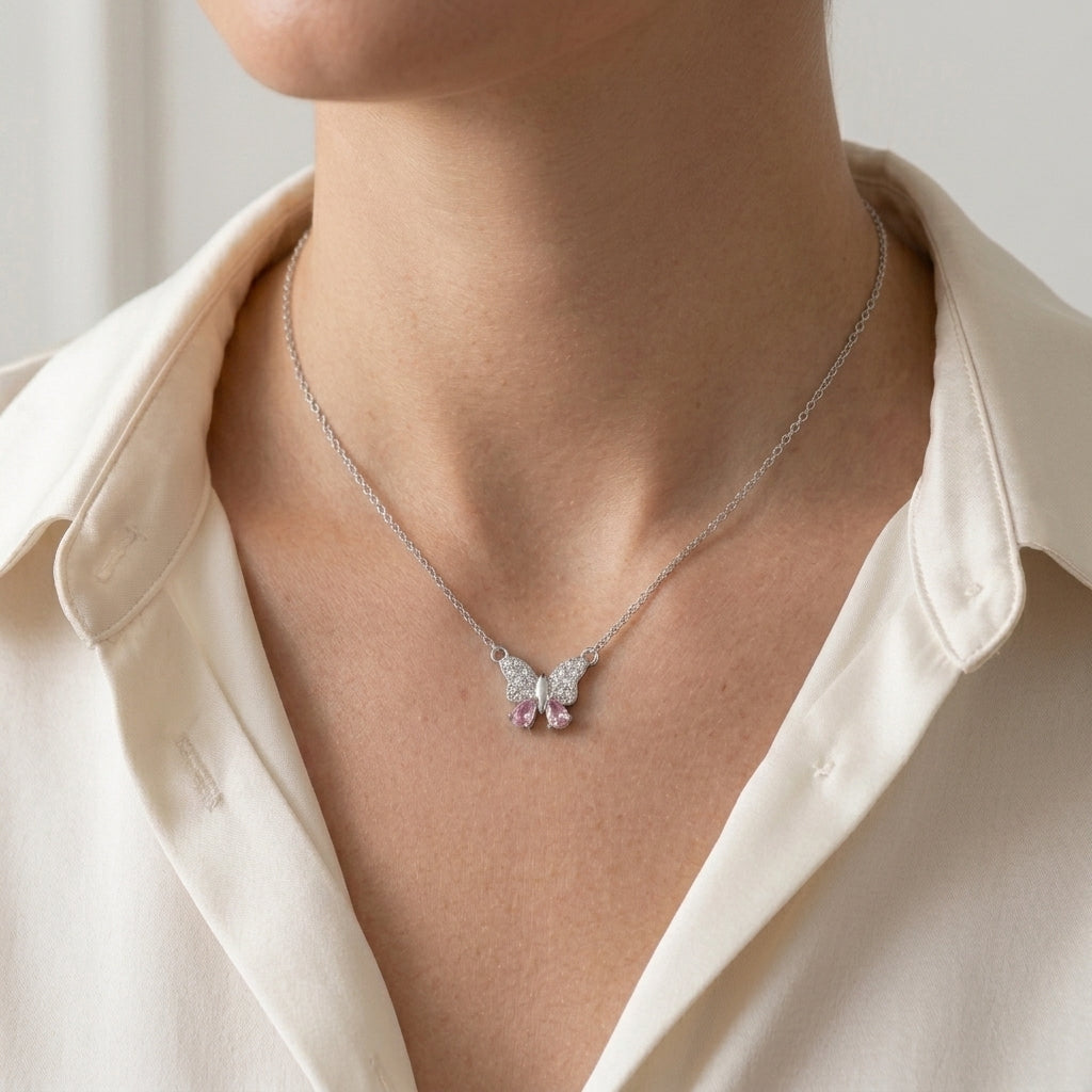 Blush Butterfly Necklace | Tarnish-Proof
