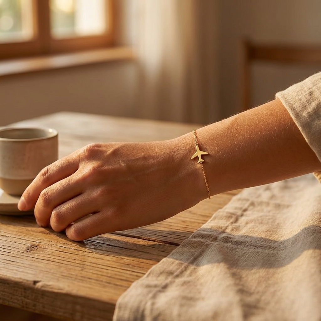 Dainty Airplane Bracelet For Women - 18K Gold Plated ✈
