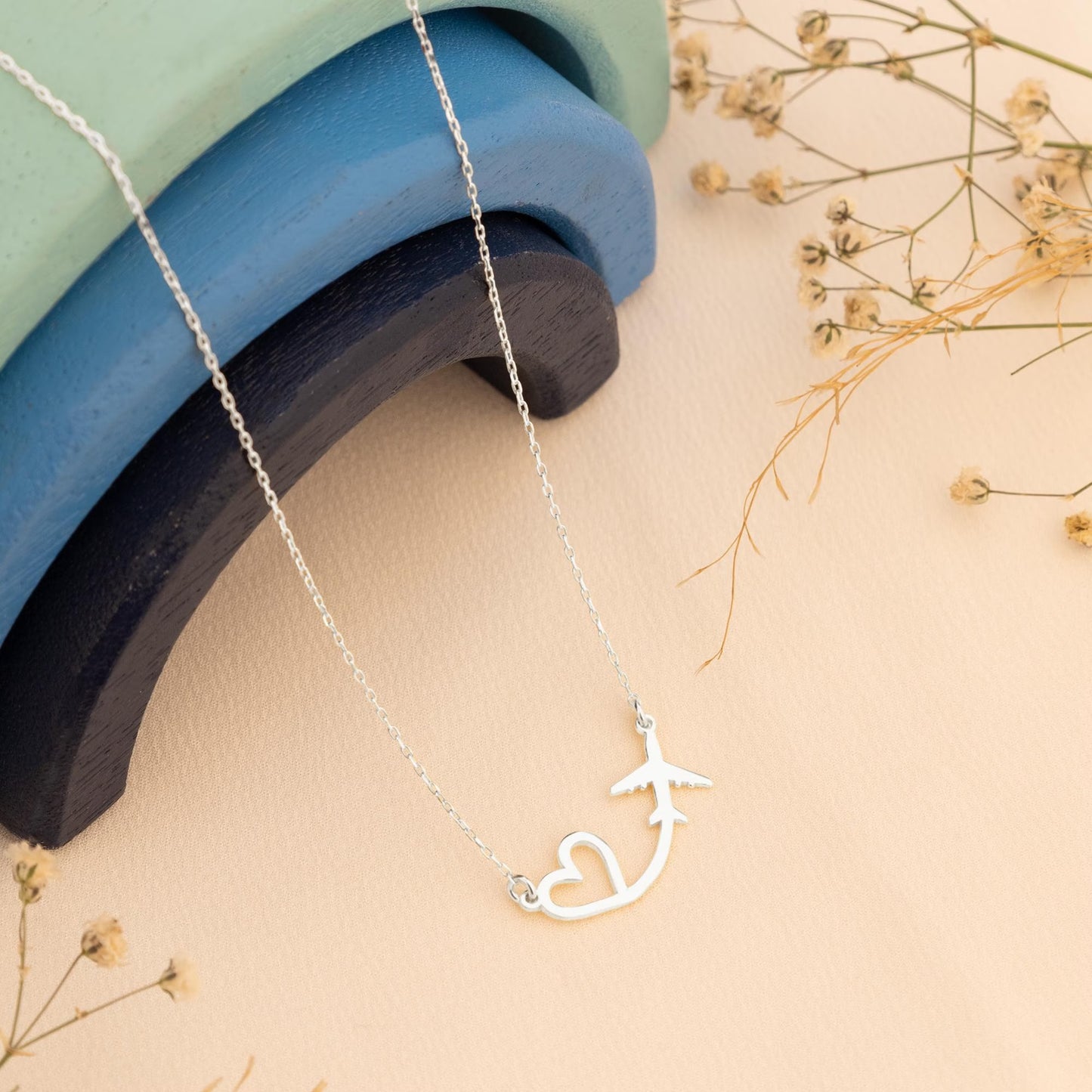 Heart Stream Airplane Necklace For Women