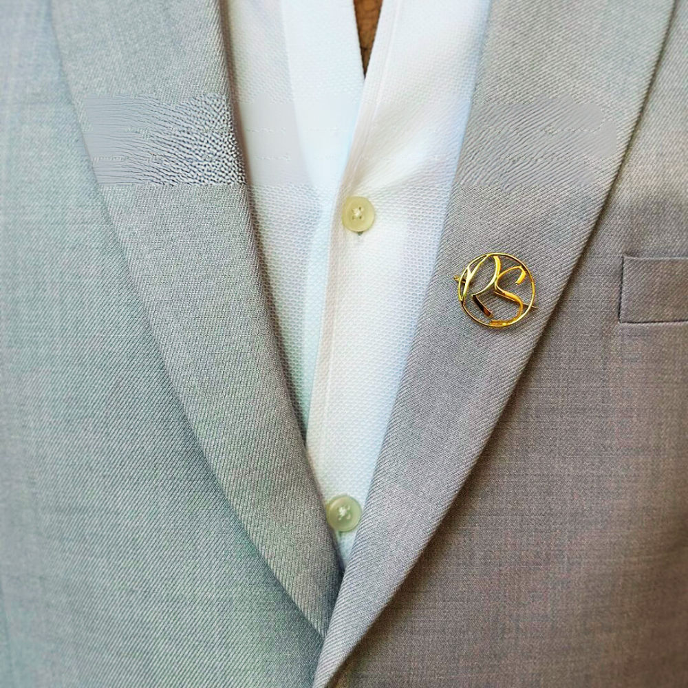 Initial Emblem Custom Name Brooch Pin