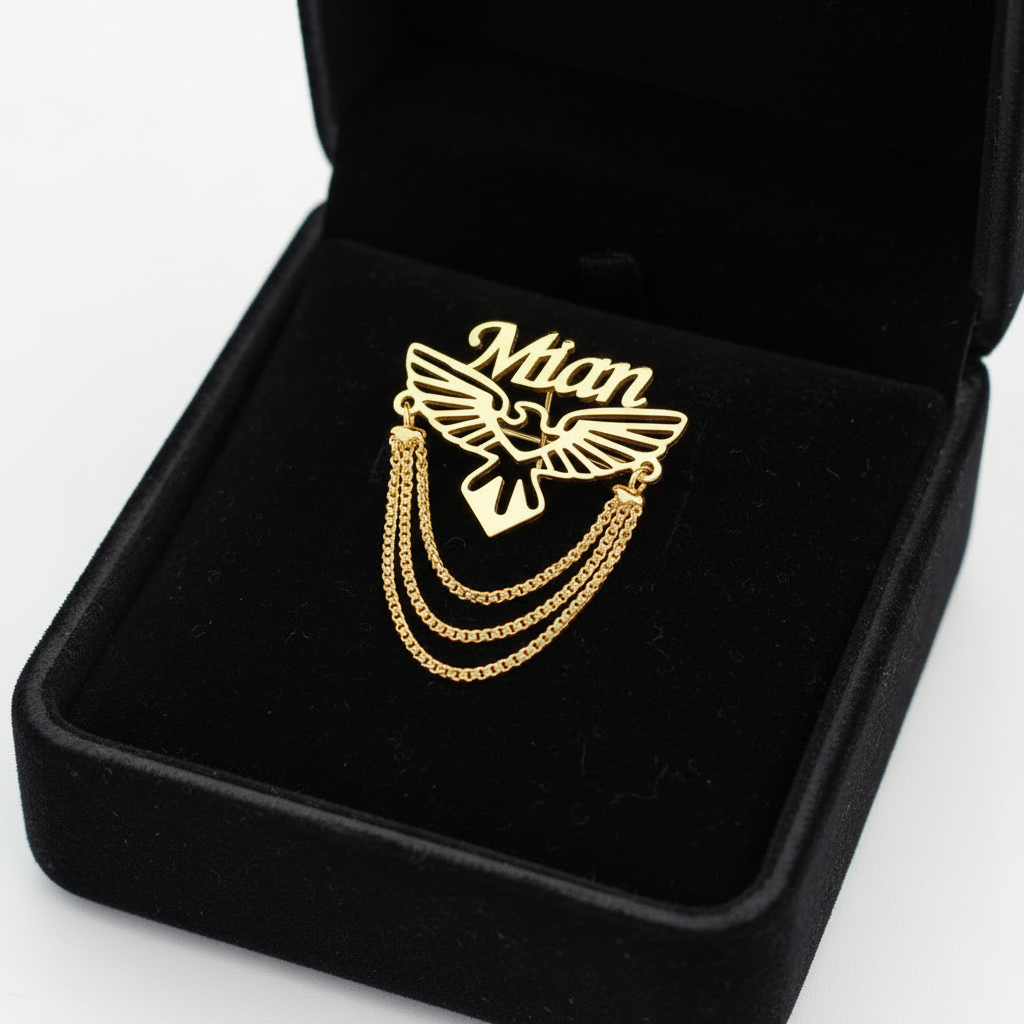 Statement Dangle Chain Eagle Brooch For Men