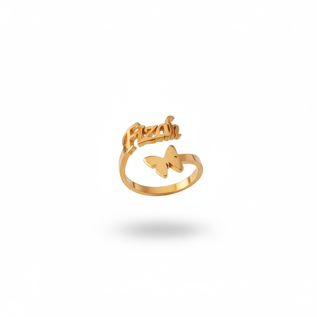 Classic Personalized Butterfly Name Ring