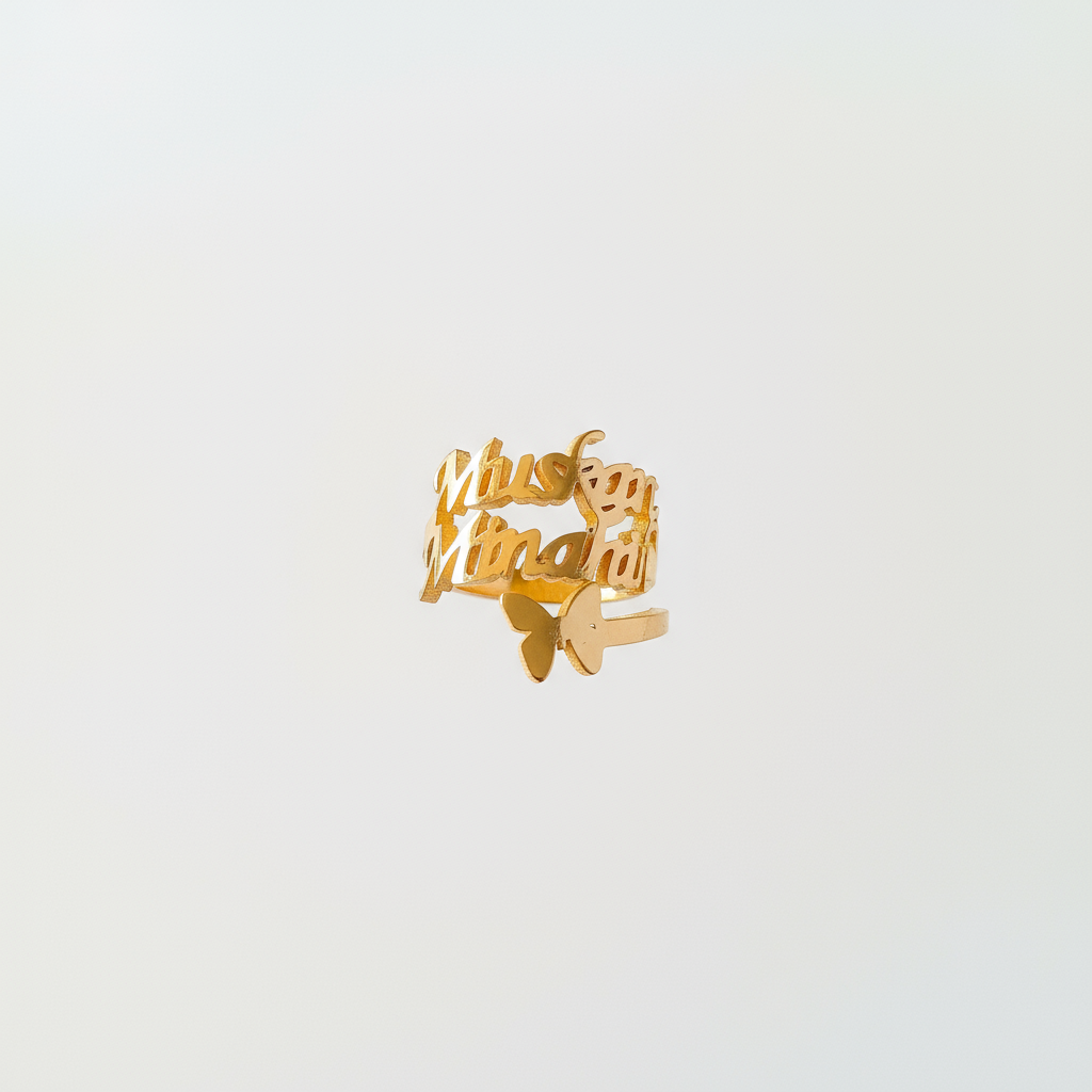 Classic Personalized Butterfly Name Ring