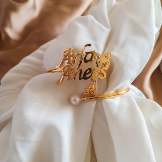 Personalized Pearl Butterfly Name Bangle