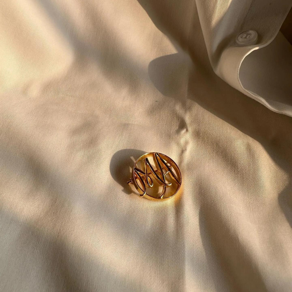 Initial Emblem Custom Name Brooch Pin