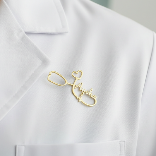 Heartbeat Stethoscope Custom Name Pin
