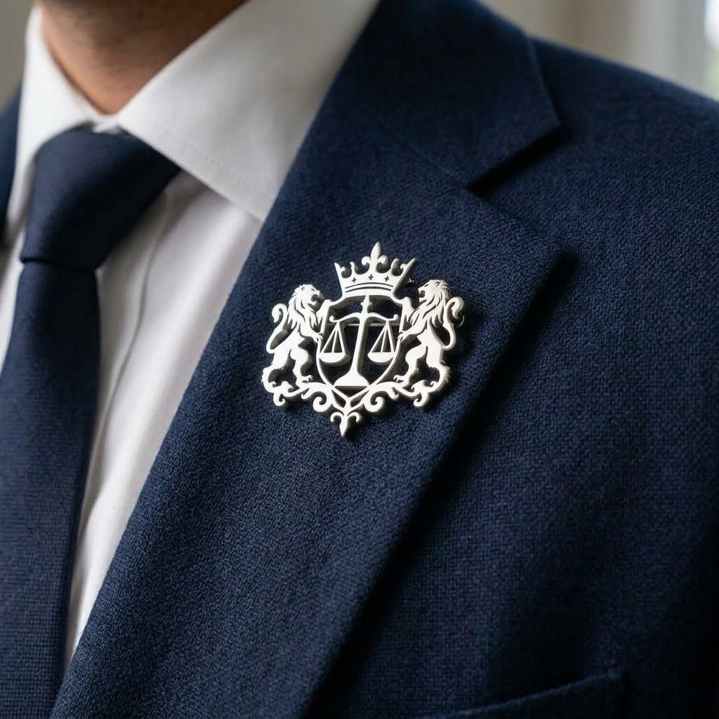 Crest of Justice Lawyer Brooch Pin