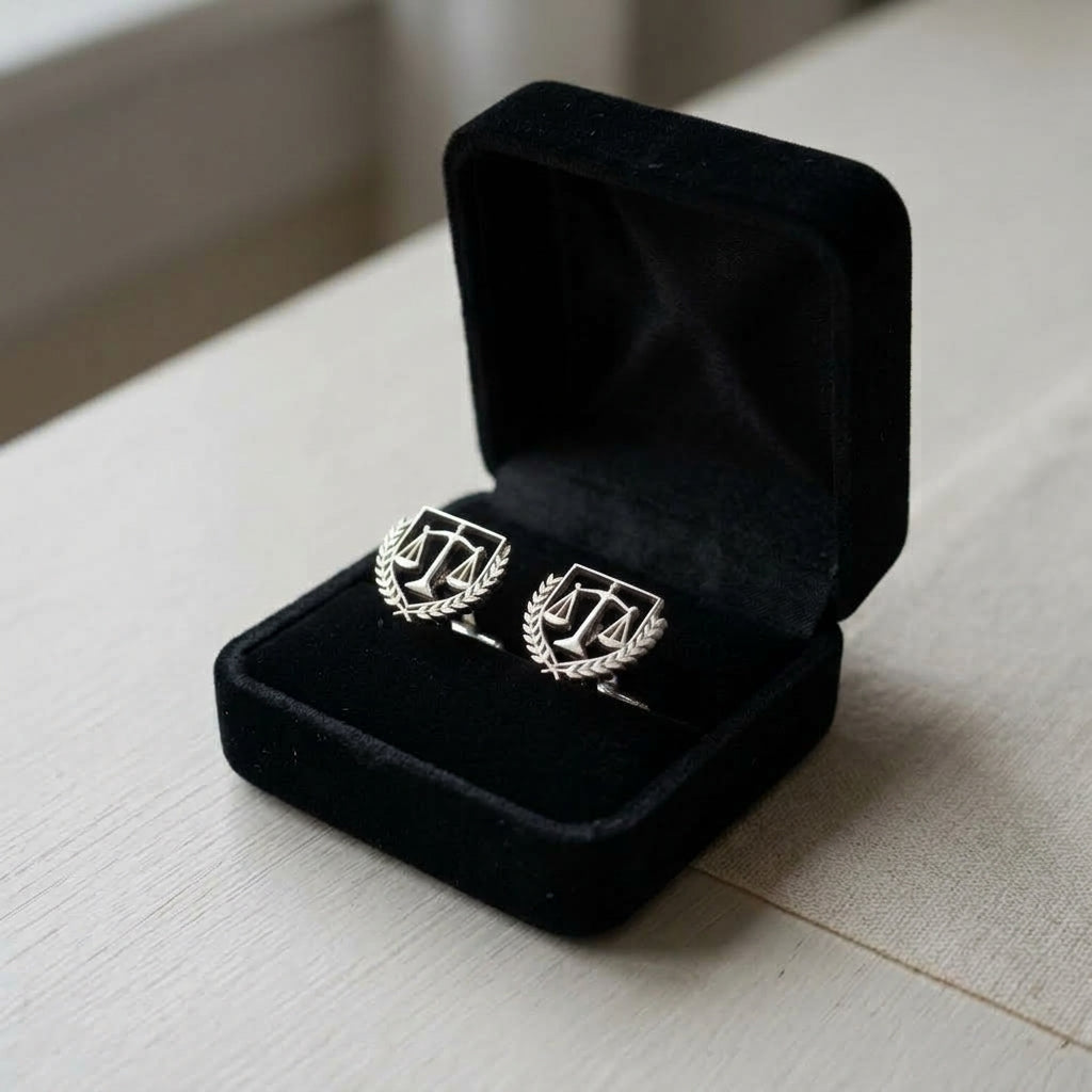 Justice Scale Crest Cufflinks For Lawyers