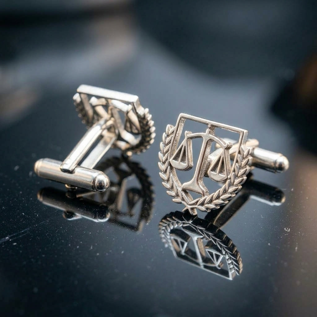 Justice Scale Crest Cufflinks For Lawyers