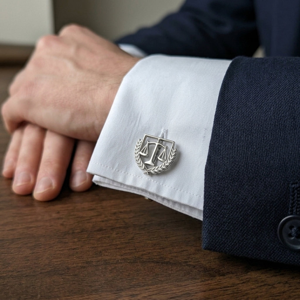Justice Scale Crest Cufflinks For Lawyers