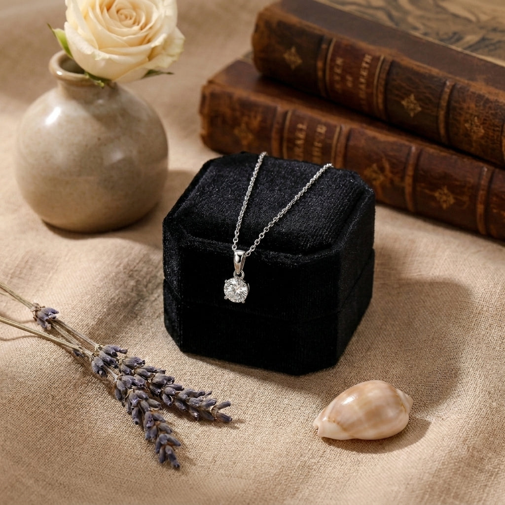 Rhodium Plated Cubic Zirconia Solitaire Necklace – Tarnish Proof
