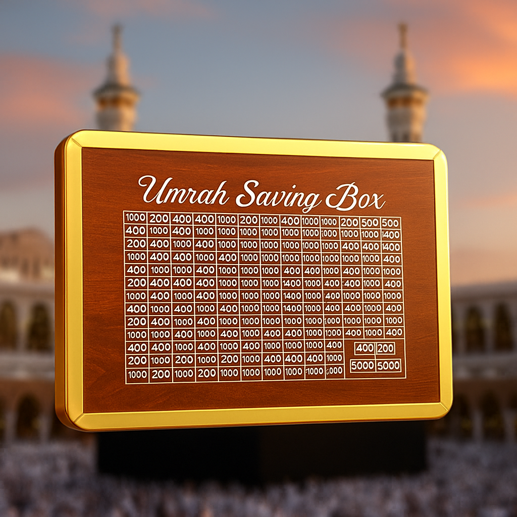 Umrah Saving Box – Wooden Umrah Saving Box – 280 Days Savings Plan – I –  Ziva