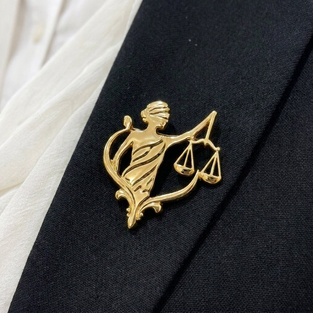 Female Lawyer Scales of Justice Brooch