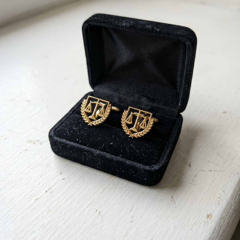 Justice Scale Crest Cufflinks For Lawyers