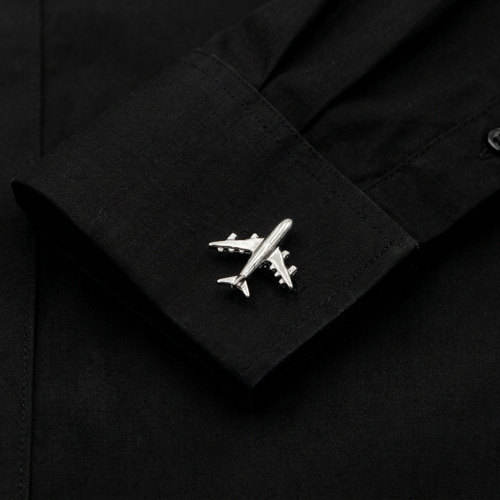 Gold-Plated Airplane Cufflinks – Luxury Aviation-Inspired Men's Accessories