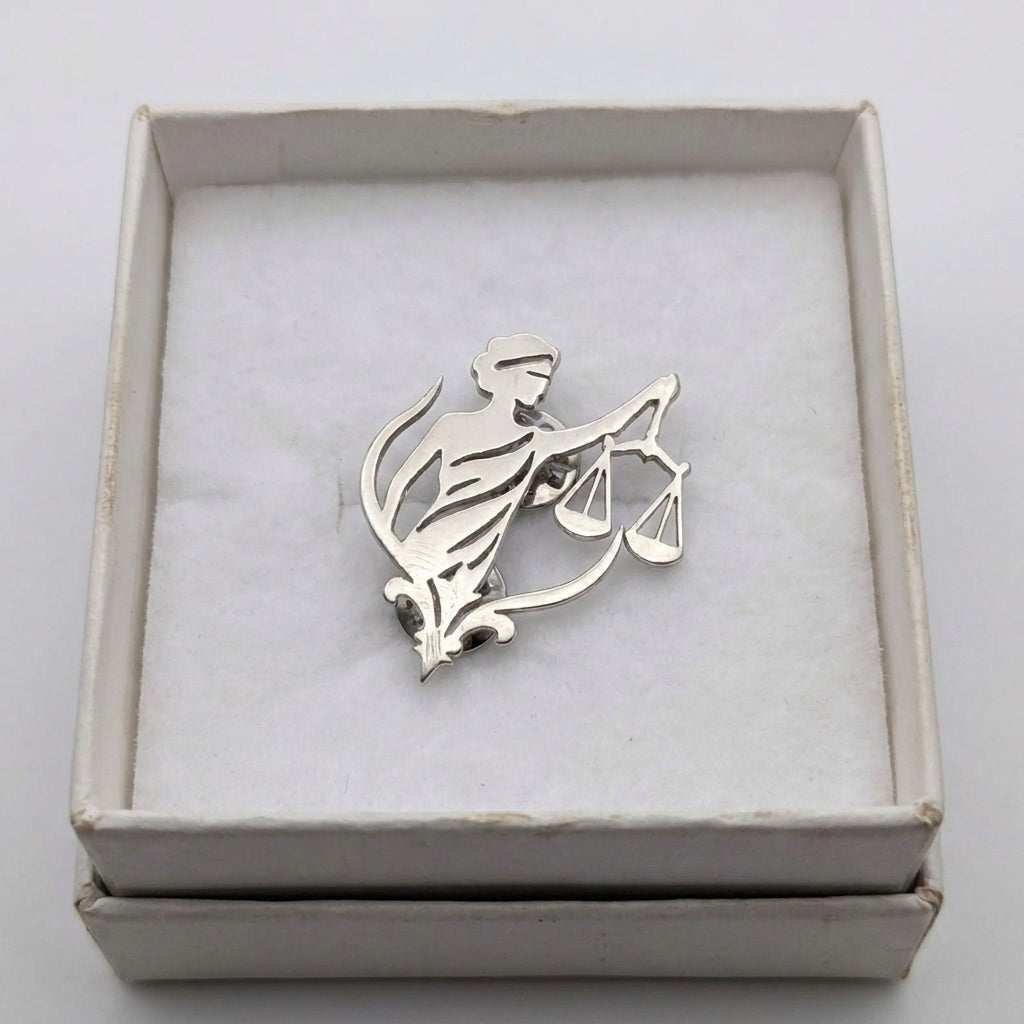Female Lawyer Scales of Justice Brooch