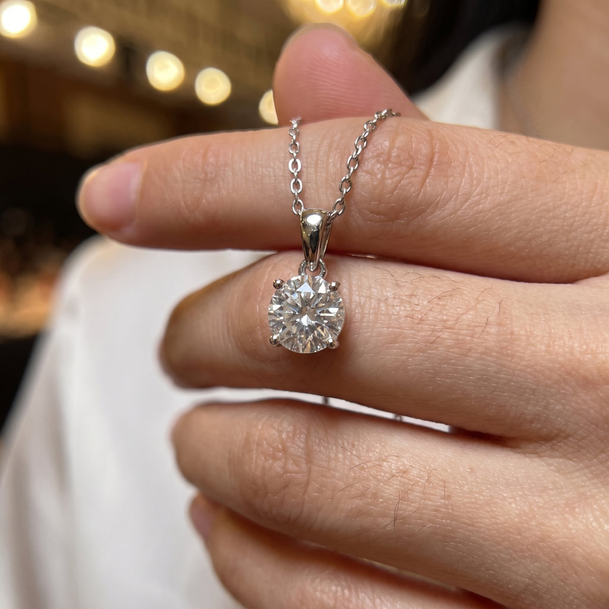 Rhodium Plated Cubic Zirconia Solitaire Necklace – Tarnish Proof