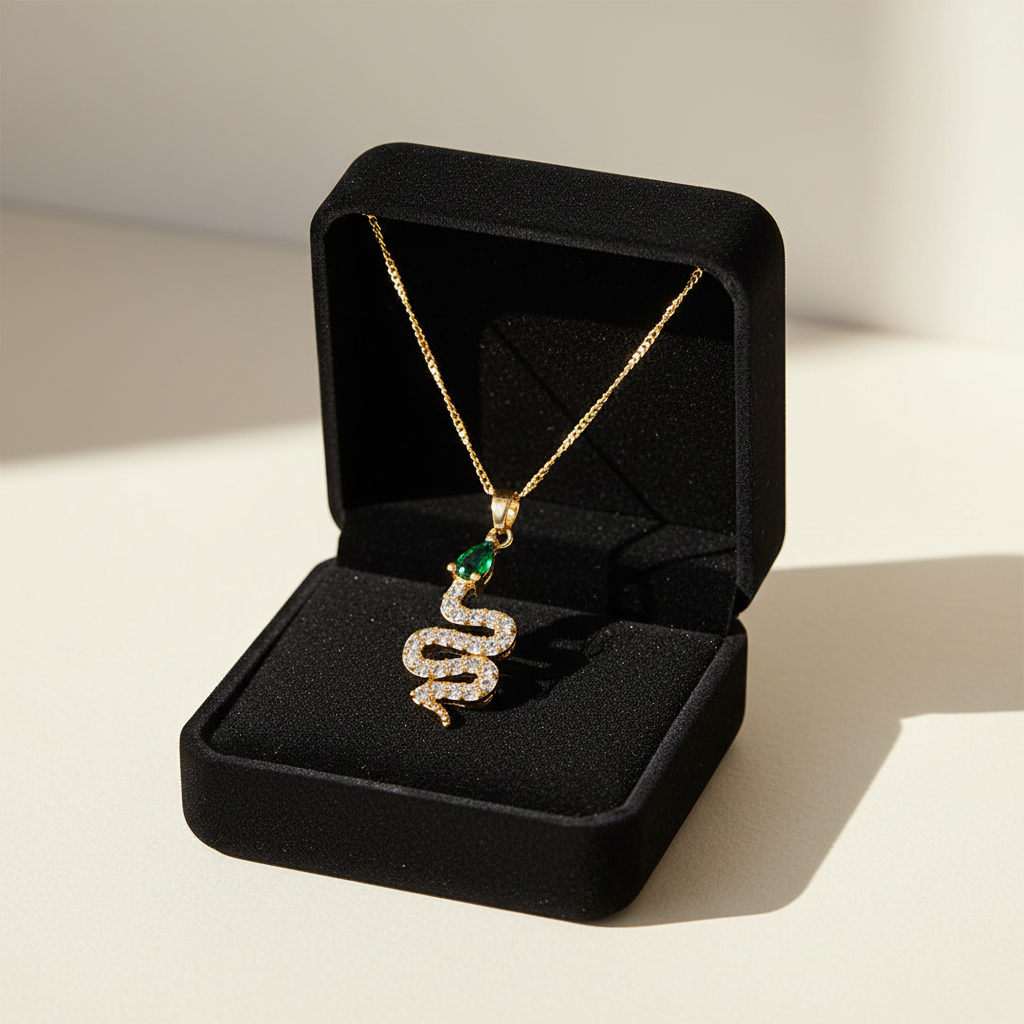 Serpent CZ Diamond Necklace | Tarnish-Proof