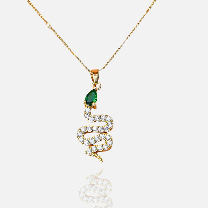 Serpent CZ Diamond Necklace | Tarnish-Proof