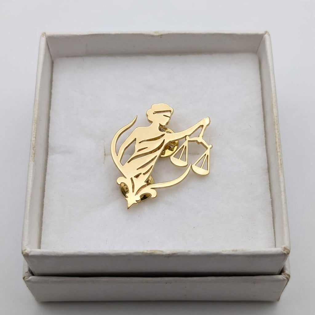 Female Lawyer Scales of Justice Brooch