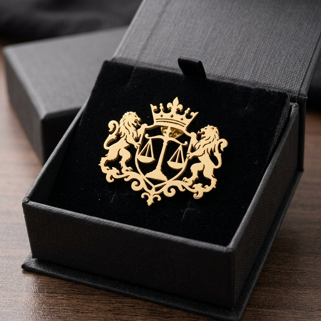 Crest of Justice Lawyer Brooch Pin