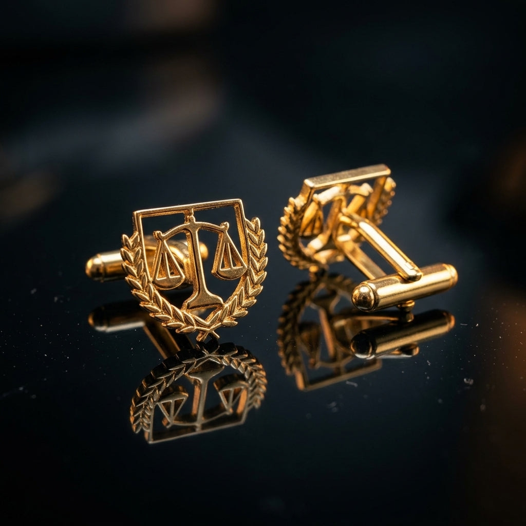 Justice Scale Crest Cufflinks For Lawyers