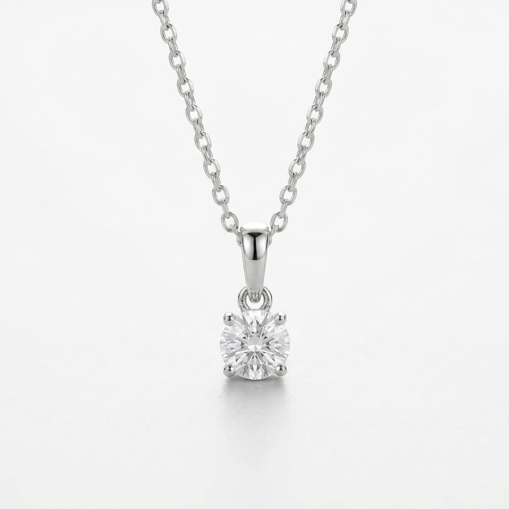 Rhodium Plated Cubic Zirconia Solitaire Necklace – Tarnish Proof