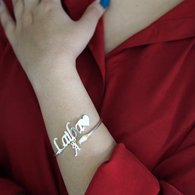 Personalized Pearl Name Bangle