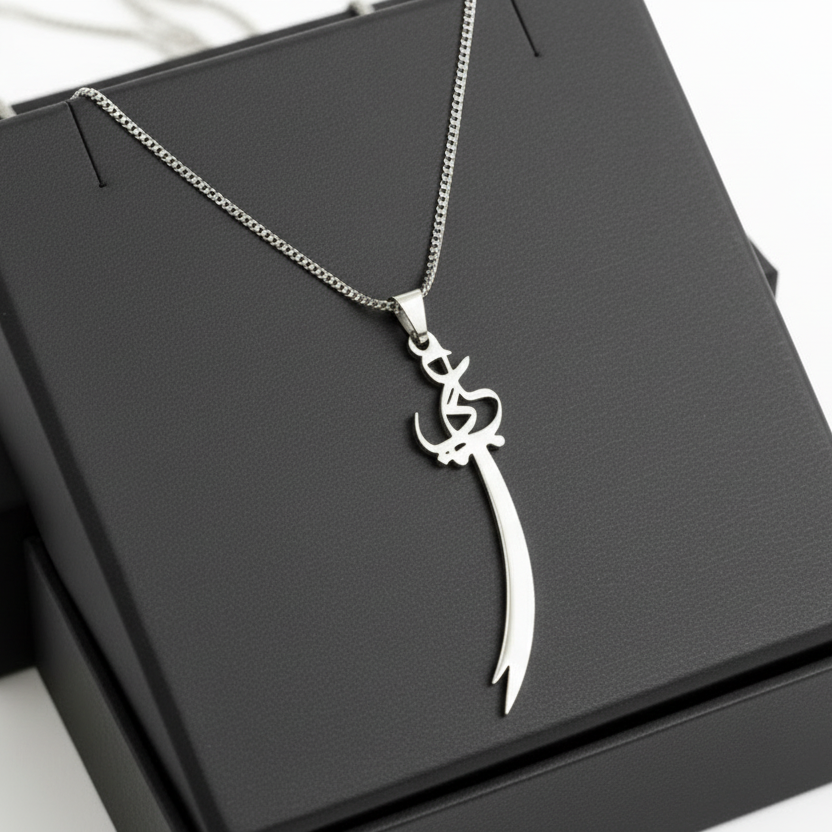 ALI (A.S) NAME ZULFIQAR SWORD PENDANT NECKLACE