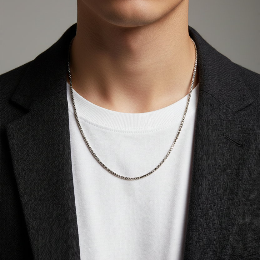 Venetian Chain Necklace - Stainless Steel - 20 Inches