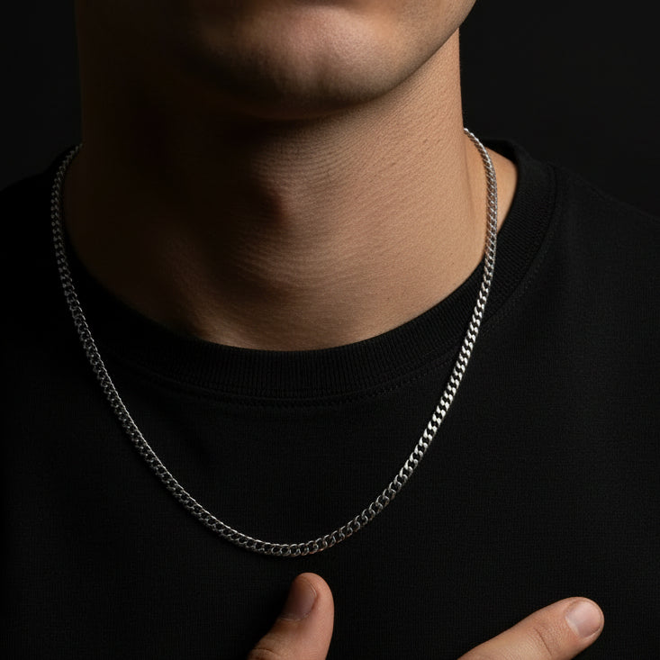 Curb Chain Necklace - Stainless Steel - 20 Inches