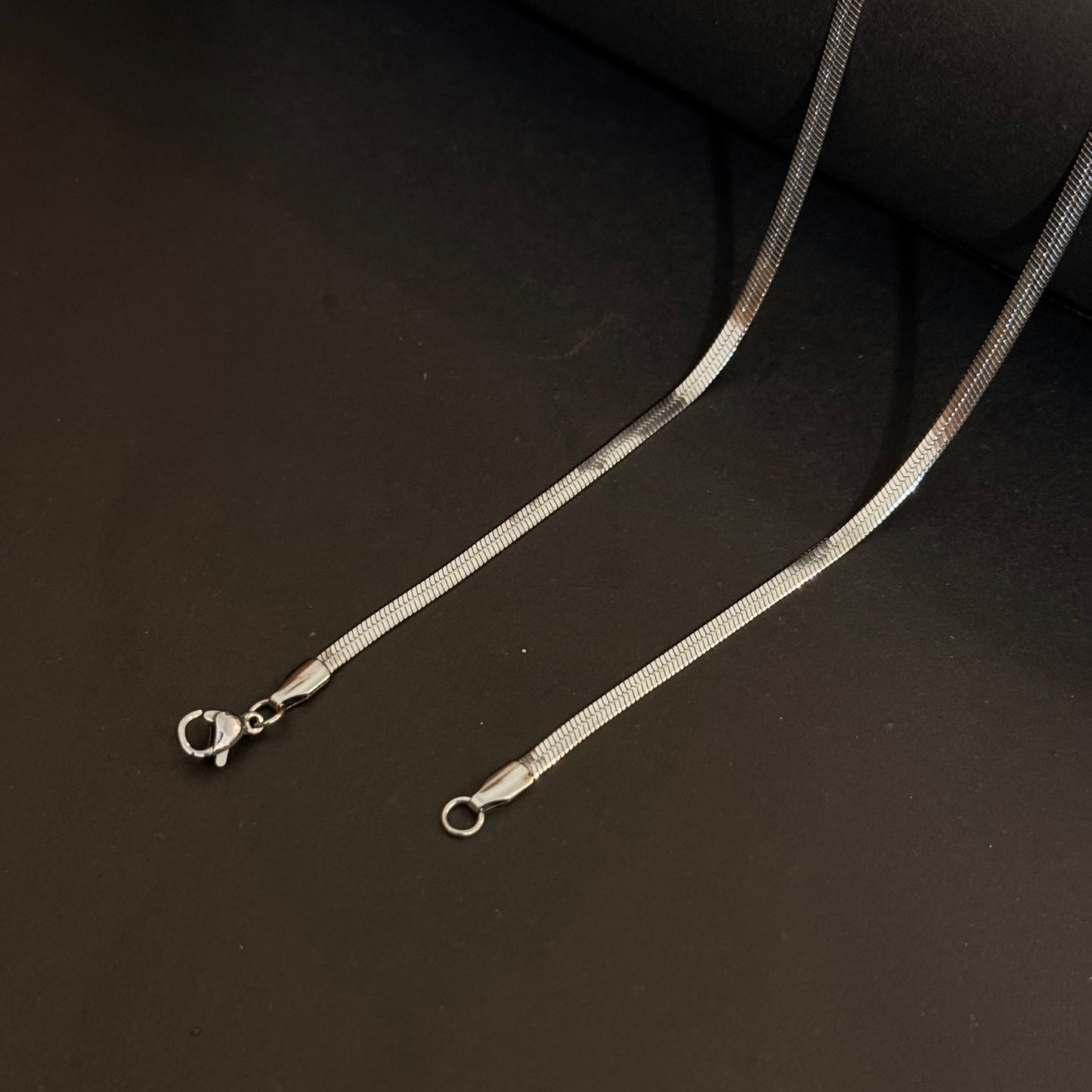 Herring Bone Chain Necklace - Stainless Steel - 20 Inches