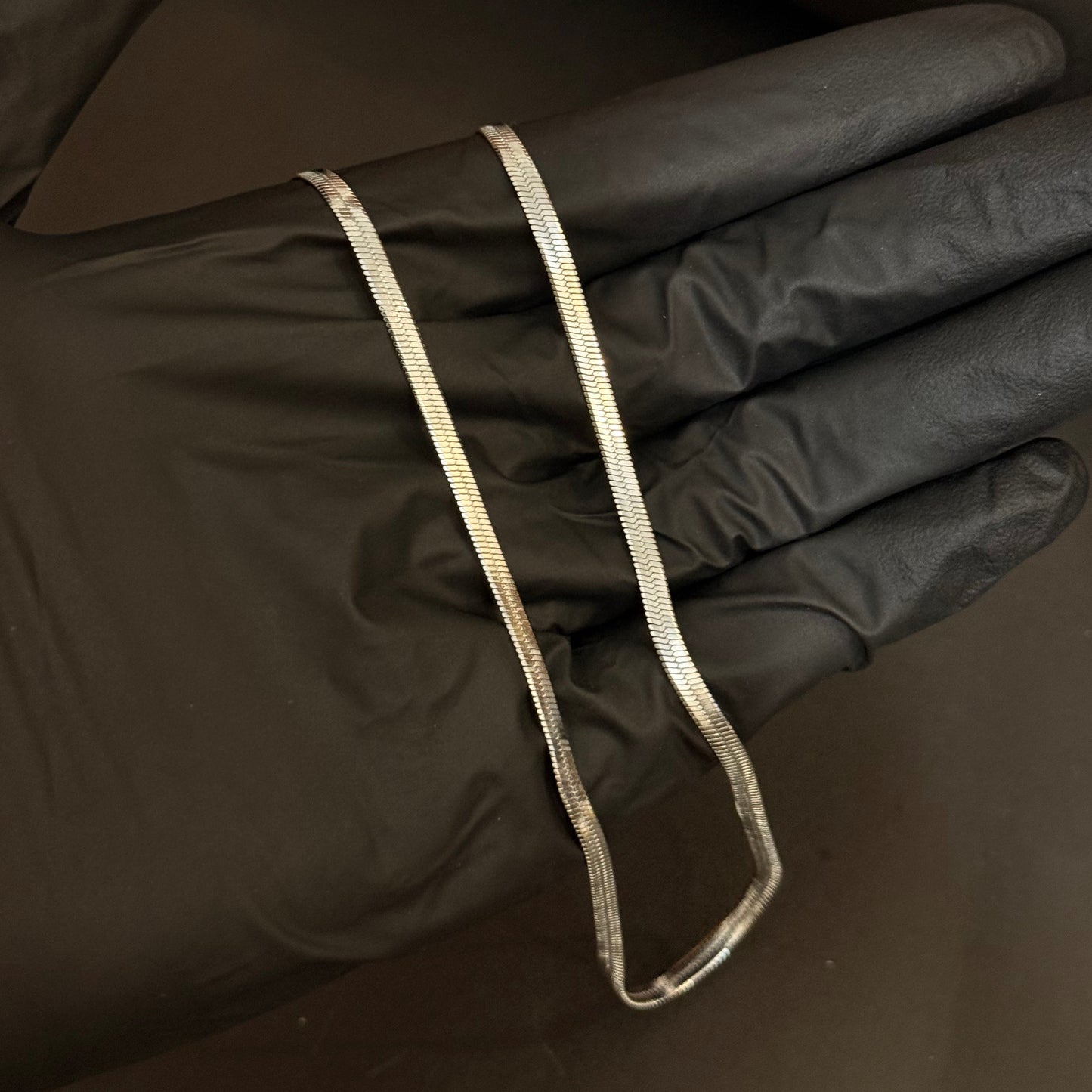 Herring Bone Chain Necklace - Stainless Steel - 20 Inches