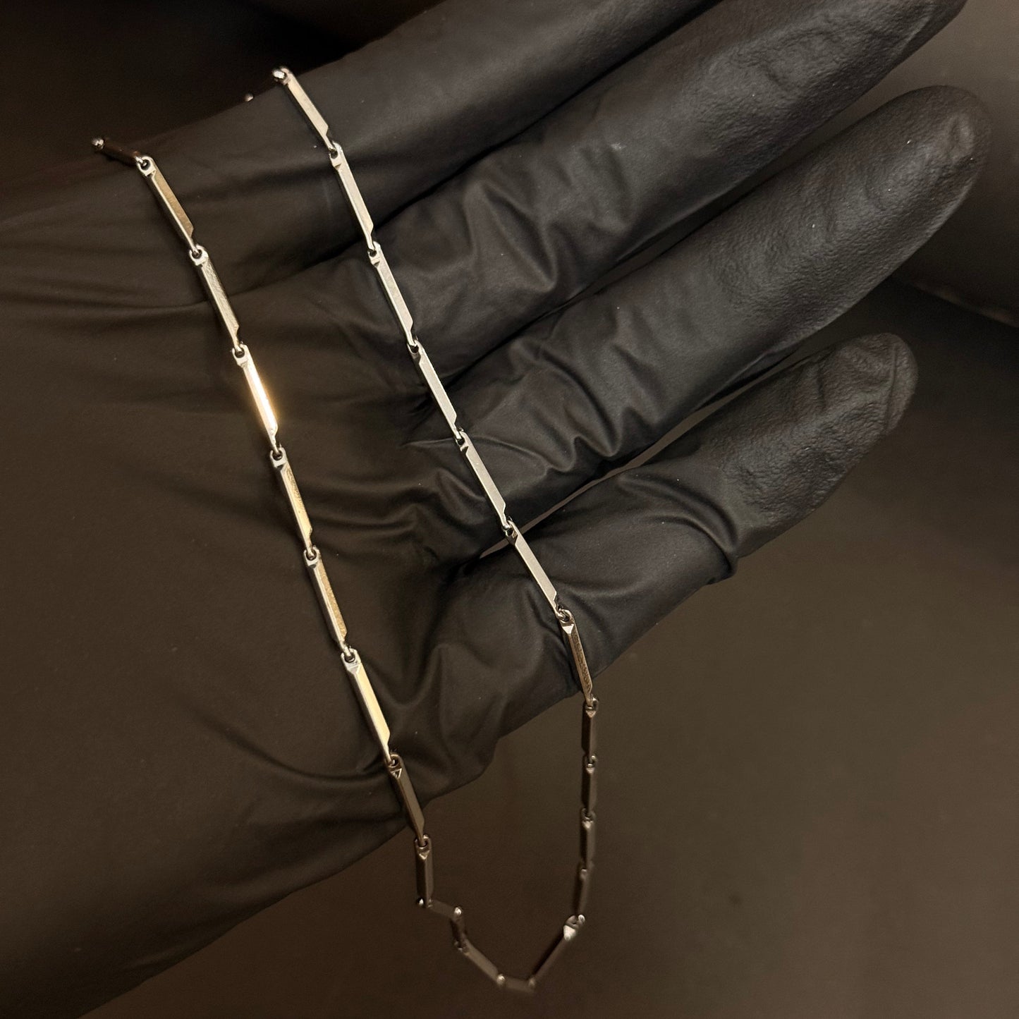 Facet Link Chain Necklace - Stainless Steel - 20 Inches