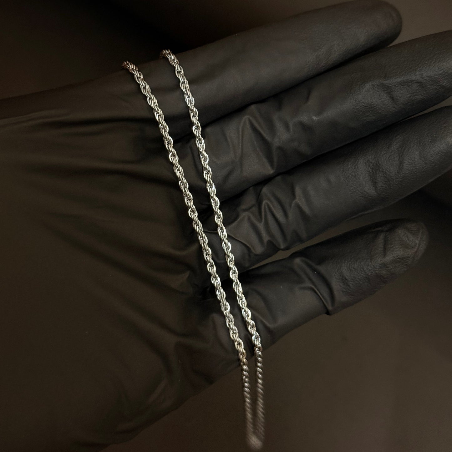 Thin Rope Chain Necklace - Stainless Steel - 20 Inches