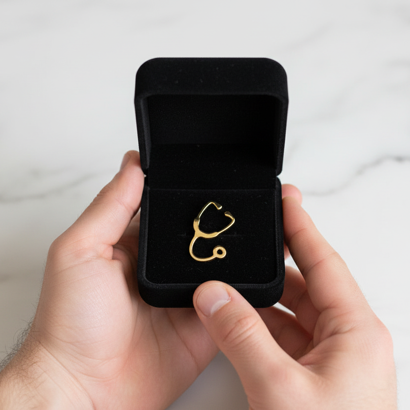 Stethoscope Medical Brooch – Premium Doctor Badge