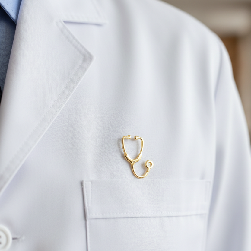 Stethoscope Medical Brooch – Premium Doctor Badge