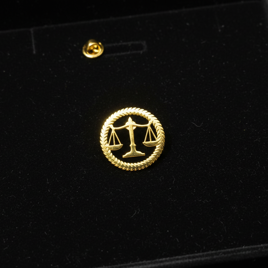 Round Justice Emblem Badge (Short Pin)