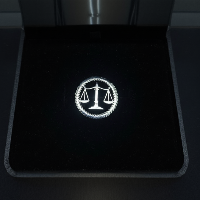 Round Justice Emblem Badge (Short Pin)