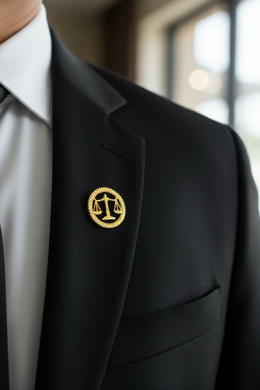 Round Justice Emblem Badge (Short Pin)