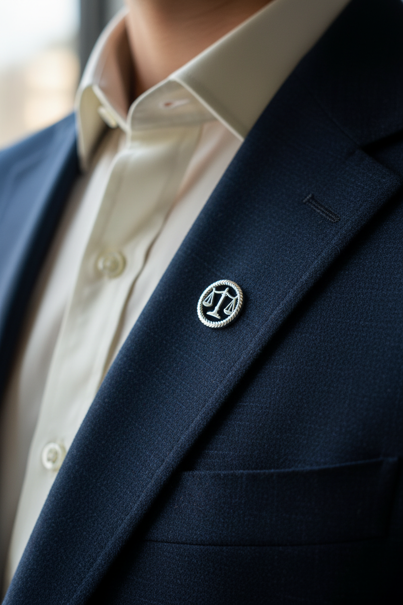 Round Justice Emblem Badge (Short Pin)