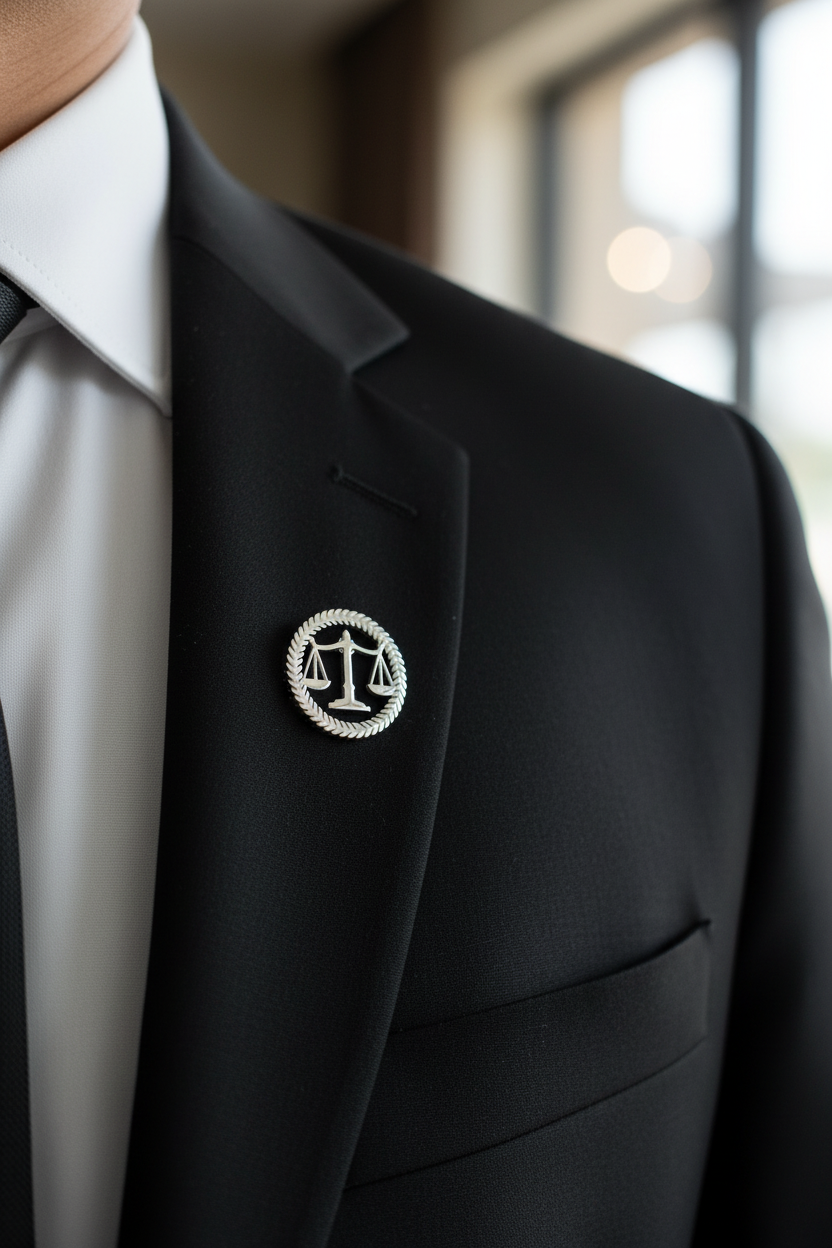 Round Justice Emblem Badge (Short Pin)