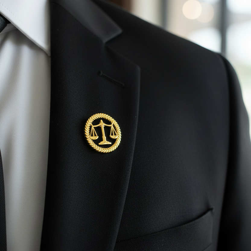 Round Justice Emblem Badge (Short Pin)