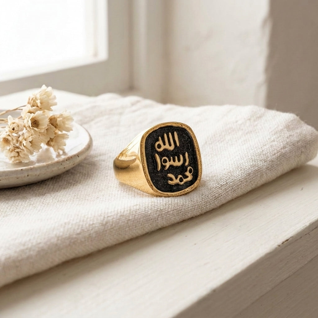Mohr-e-Nabwi Ring For Men - Real Gold Plated