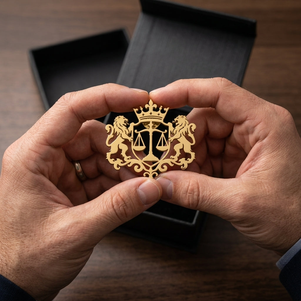 Crest of Justice Lawyer Brooch Pin
