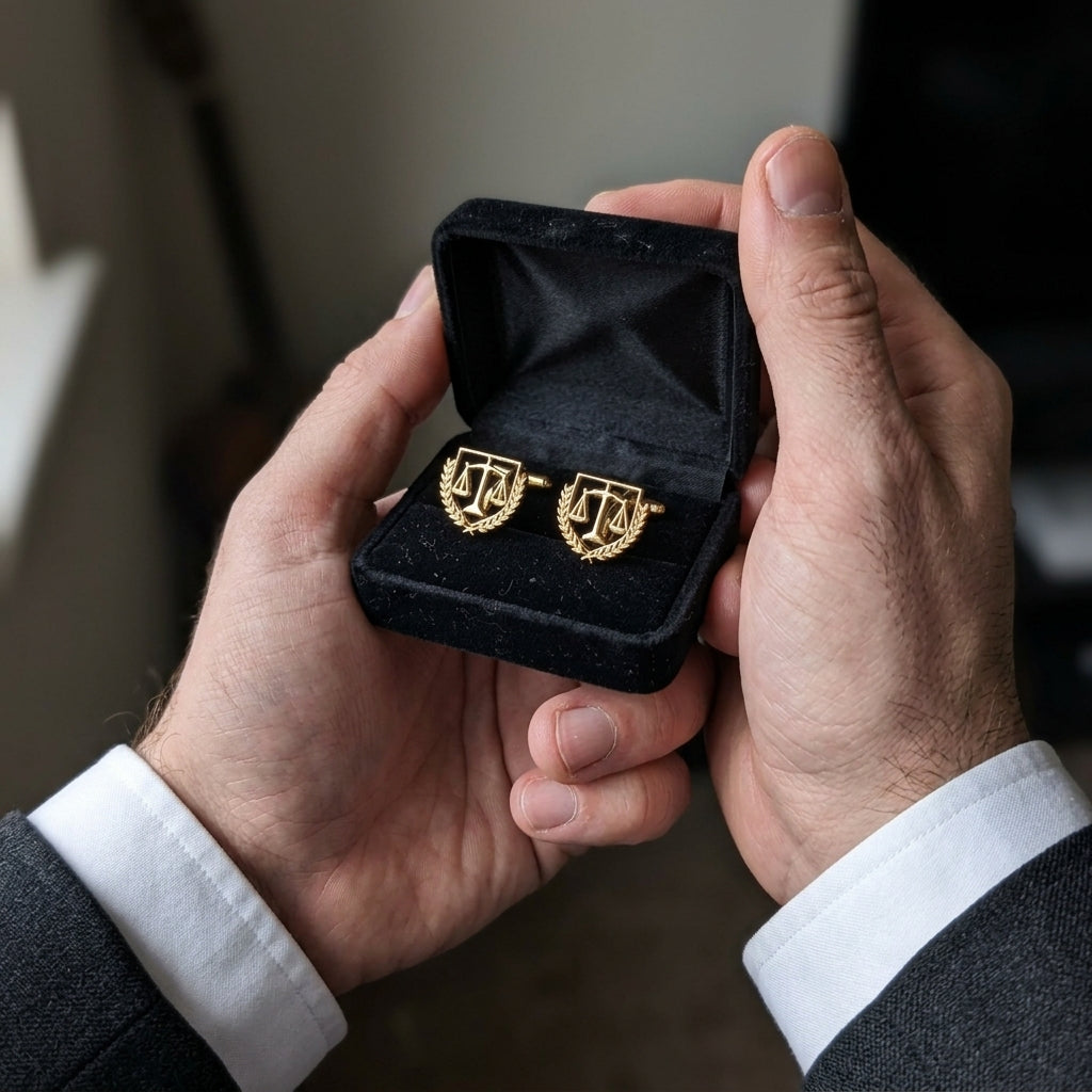 Justice Scale Crest Cufflinks For Lawyers