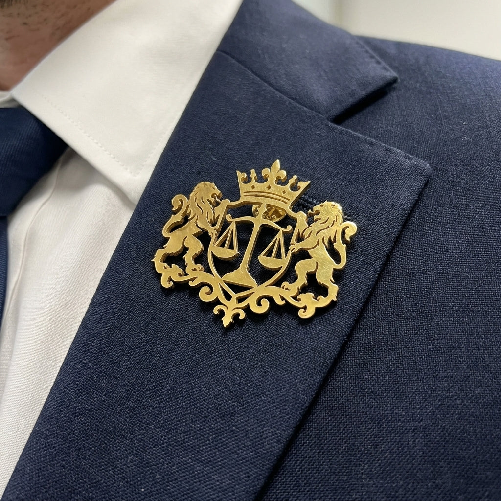 Crest of Justice Lawyer Brooch Pin