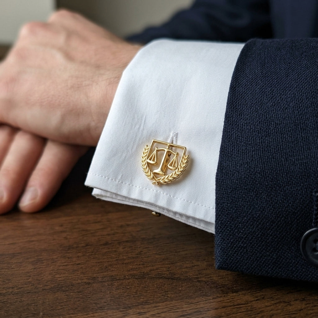 Justice Scale Crest Cufflinks For Lawyers